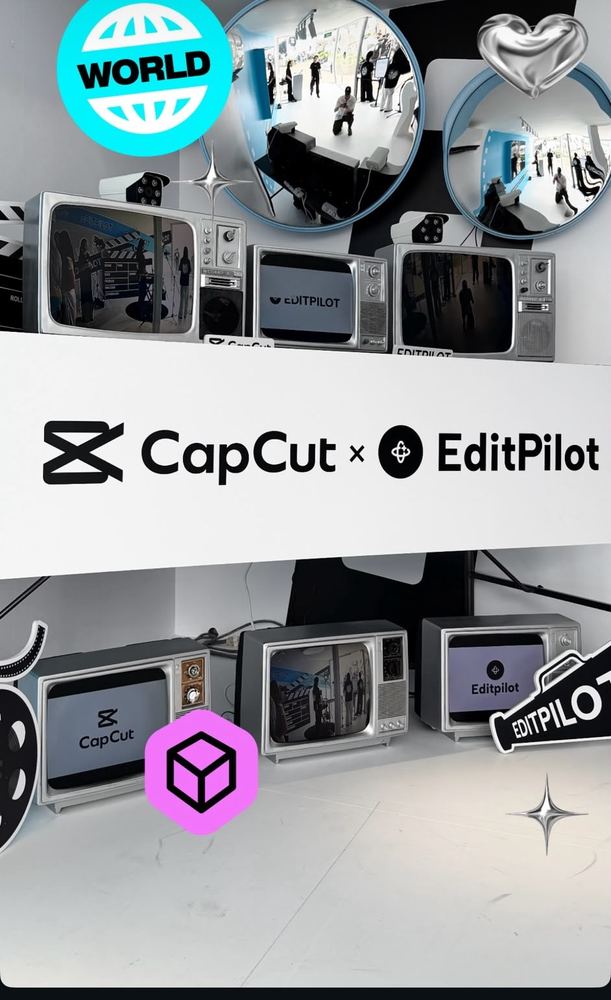 Vintage TV sets branded for the CapCut World 2026 event